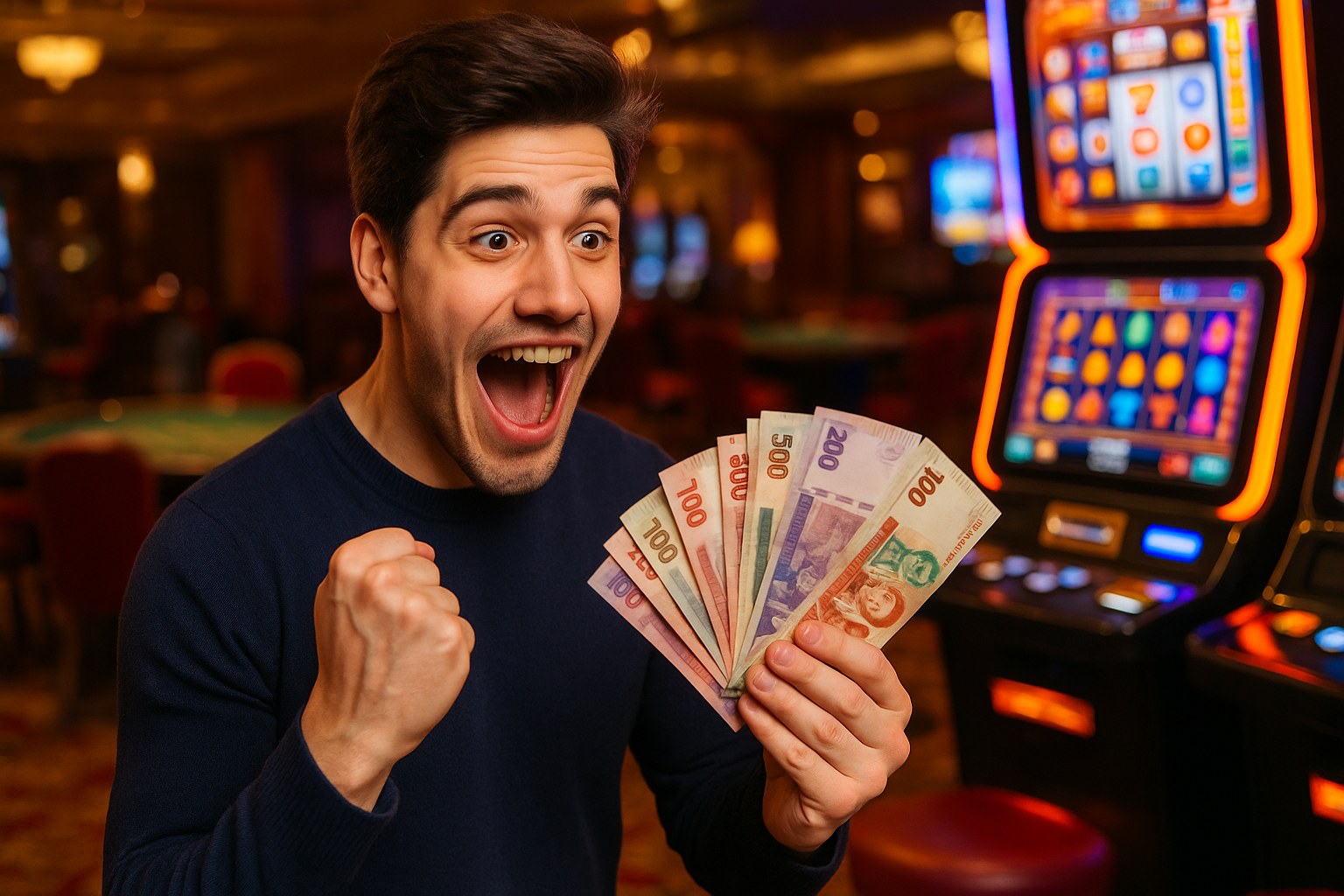 Primer día en el casino y ya ganó más de Bs